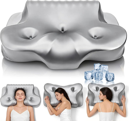 Orthopedic Memory Foam Pillows – Cooling Cervical Neck Pillow,Gray | Cervical Support Pillow for Neck Pain Relief,Cervical Pillow for All Sleep Positions,Ergonomic Pillow,Cooling Pillow