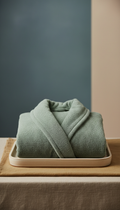 Plush organic cotton robe in sage