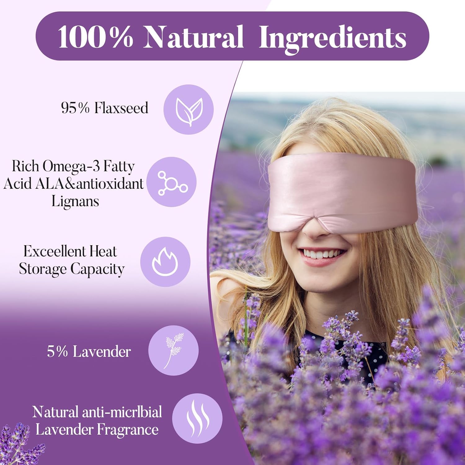 Lavender Heated Eye Mask Weighted Sleep Mask FSA-HSA Eligible Pink | Dry Eyes & Blepharitis, Microwave Warm Compress to Remove Styes,Eye Relief, Adjustable Satin Eye Pillow Travel