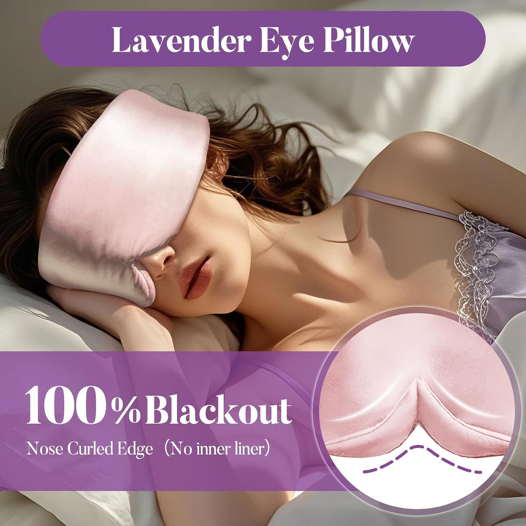 Lavender Heated Eye Mask Weighted Sleep Mask FSA-HSA Eligible Pink | Dry Eyes & Blepharitis, Microwave Warm Compress to Remove Styes,Eye Relief, Adjustable Satin Eye Pillow Travel