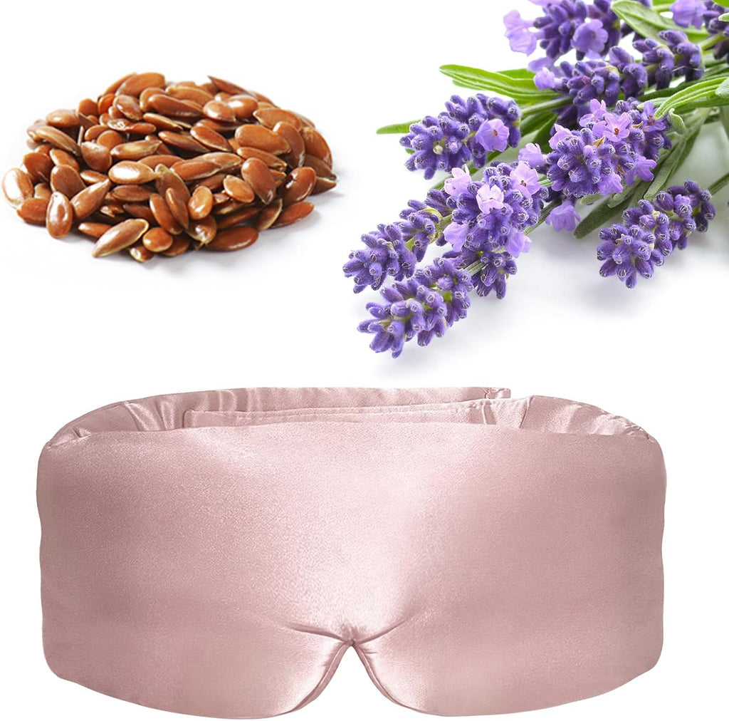 Lavender Heated Eye Mask Weighted Sleep Mask FSA-HSA Eligible Pink | Dry Eyes & Blepharitis, Microwave Warm Compress to Remove Styes,Eye Relief, Adjustable Satin Eye Pillow Travel