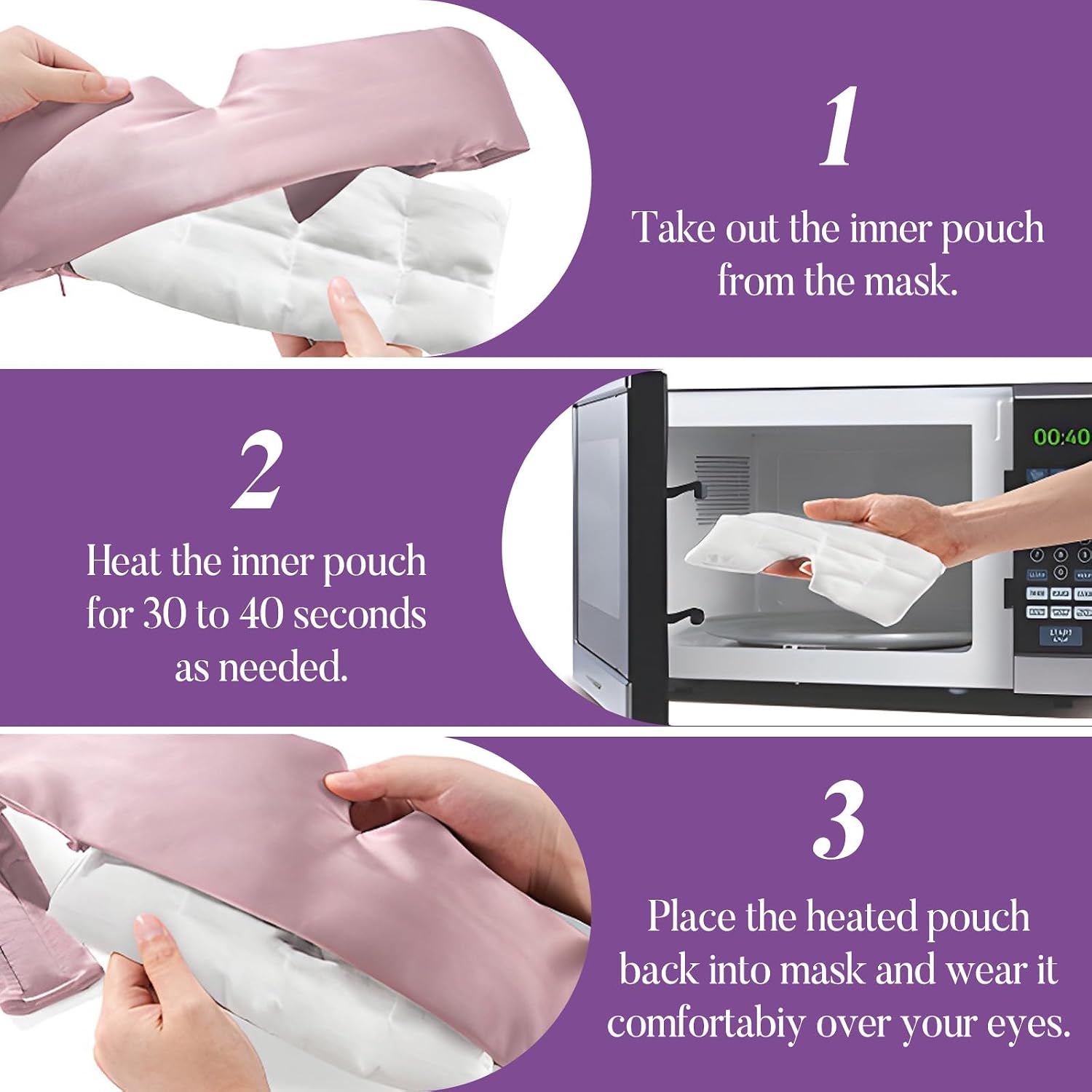 Lavender Heated Eye Mask Weighted Sleep Mask FSA-HSA Eligible Pink | Dry Eyes & Blepharitis, Microwave Warm Compress to Remove Styes,Eye Relief, Adjustable Satin Eye Pillow Travel