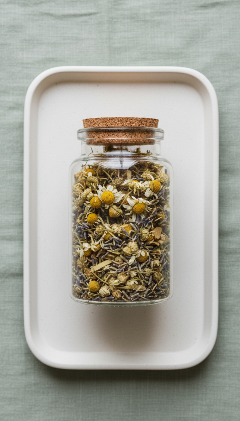 Soothing herbal tea blend with chamomile